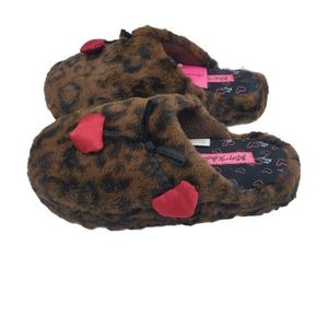 Betsey Johnson Slippers Animal Print Heart